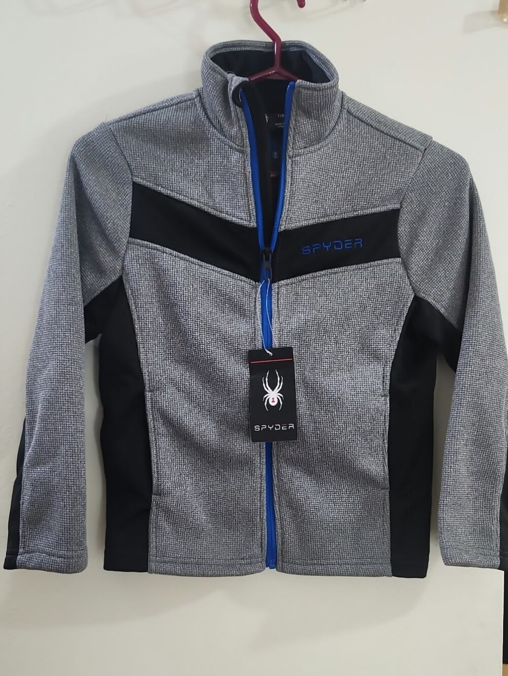 Spyder Kids Gray and Black Jacket with Blue Trim
